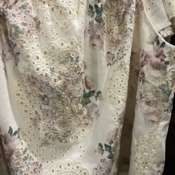 Solitaire Cottagecore Prairie Floral Eyelet Ruffle Peasant Top Boho Coquette - Picture 7 of 8